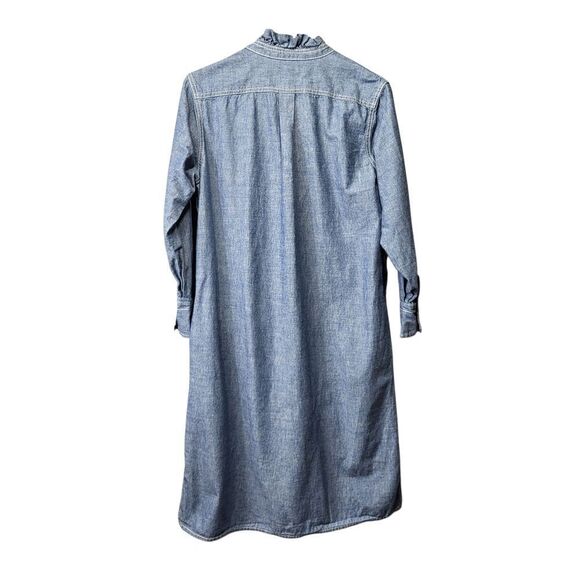 Tory Burch Blue Chambray Ruffle Collar Shirt Dress - Size XS - Picture 4 of 14
